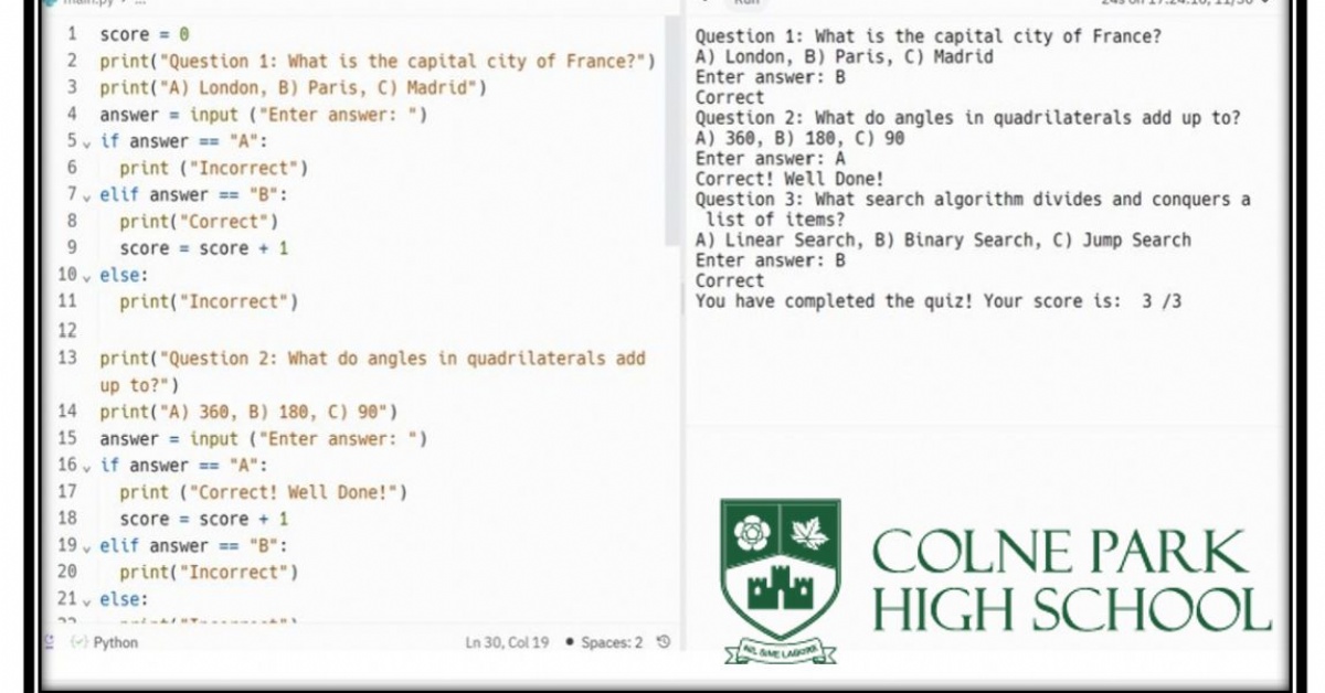 Colne Park High School - GCSE Computer Science